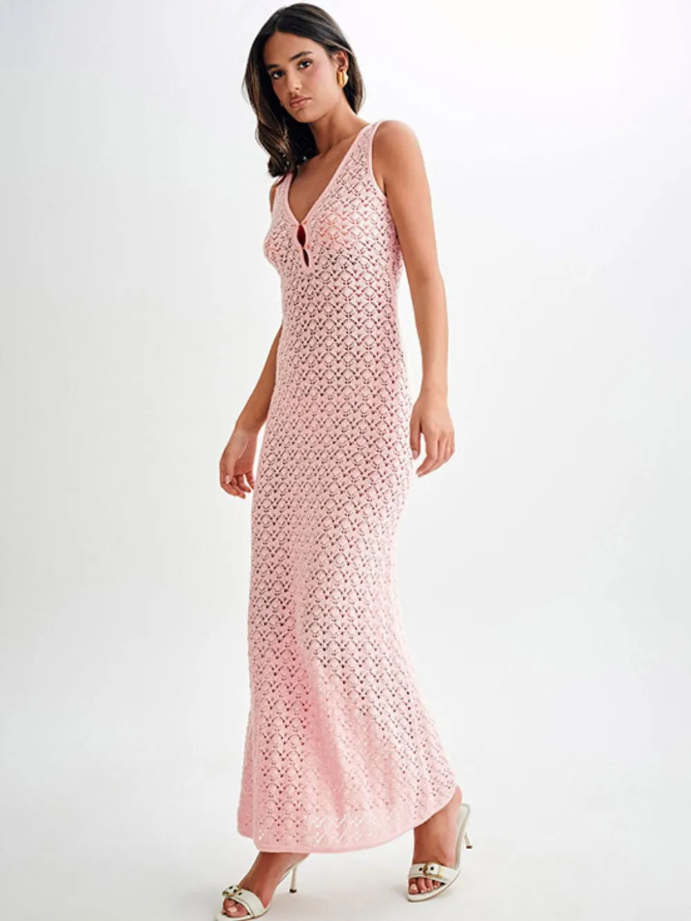 Openwork Sleeveless Maxi Dress