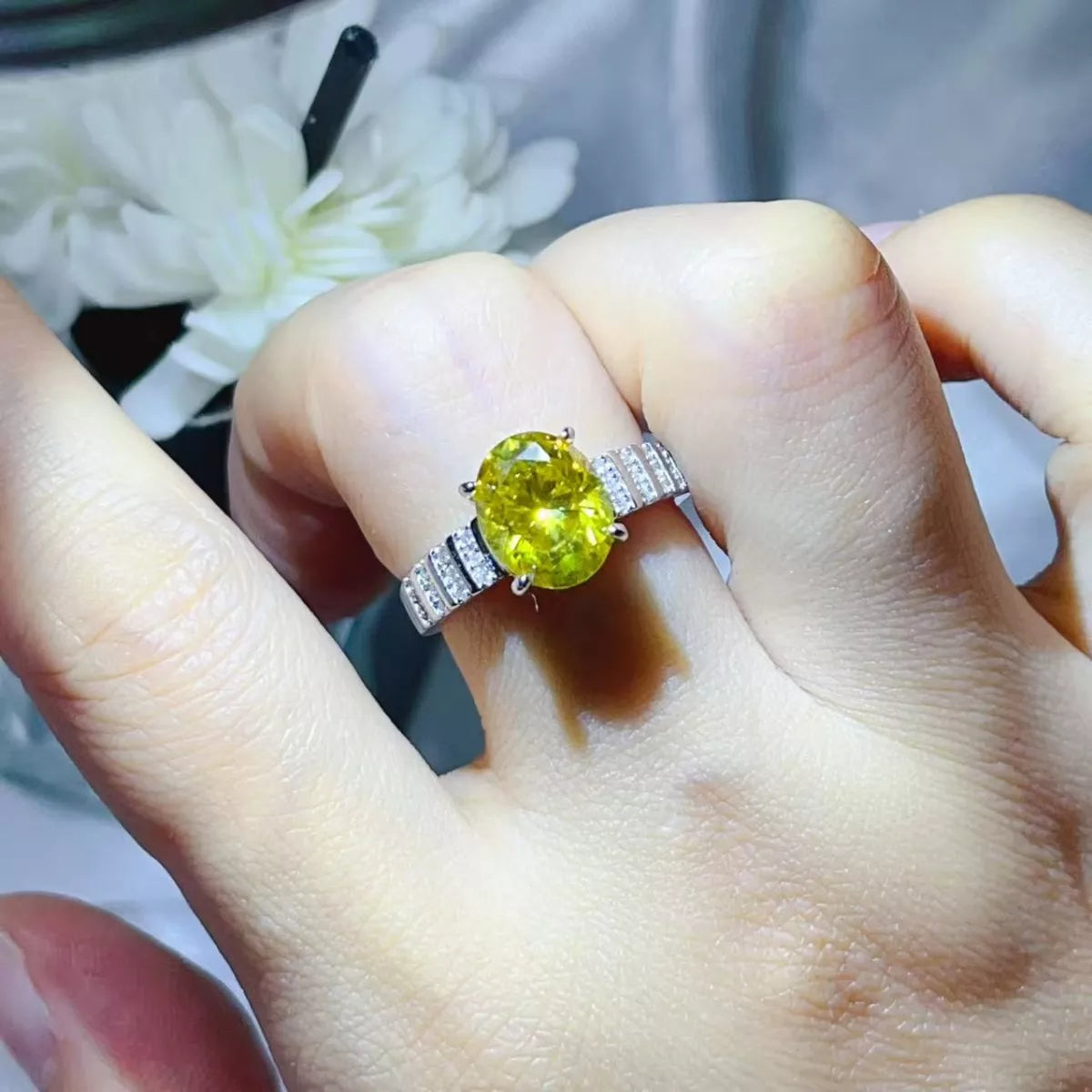 3 Carat Moissanite Oval 925 Sterling Silver Ring