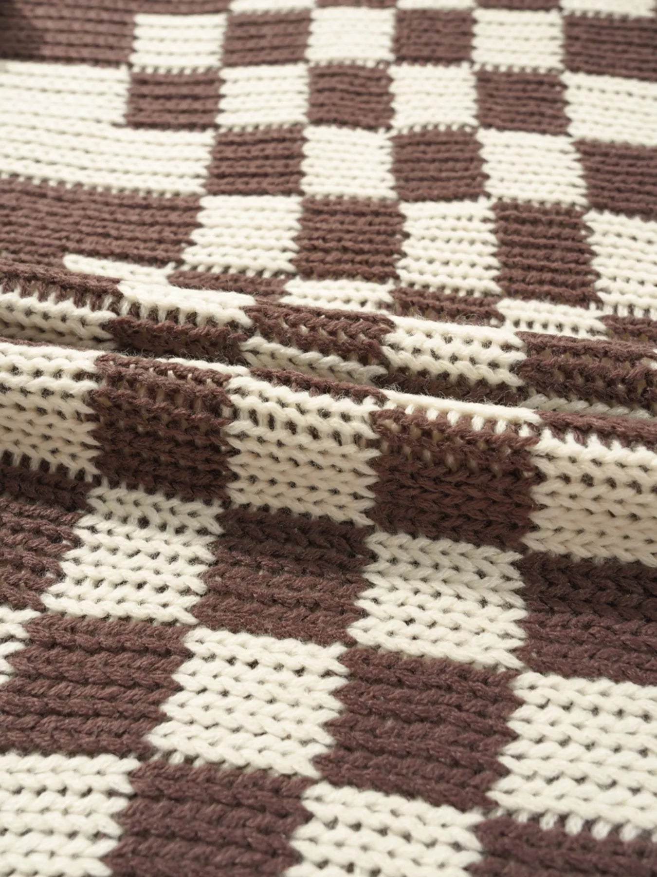 Checkerboard Pattern Sweater Cardigan