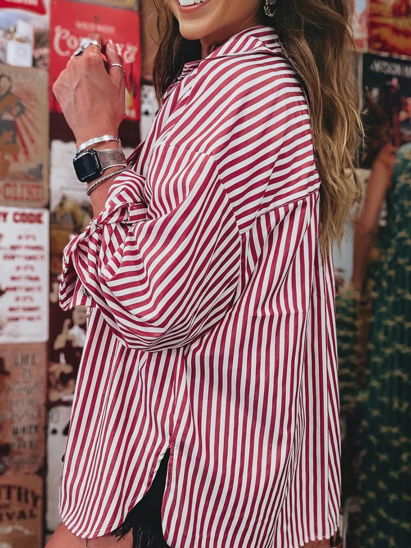 Striped Button-Up Long Sleeve Shirt