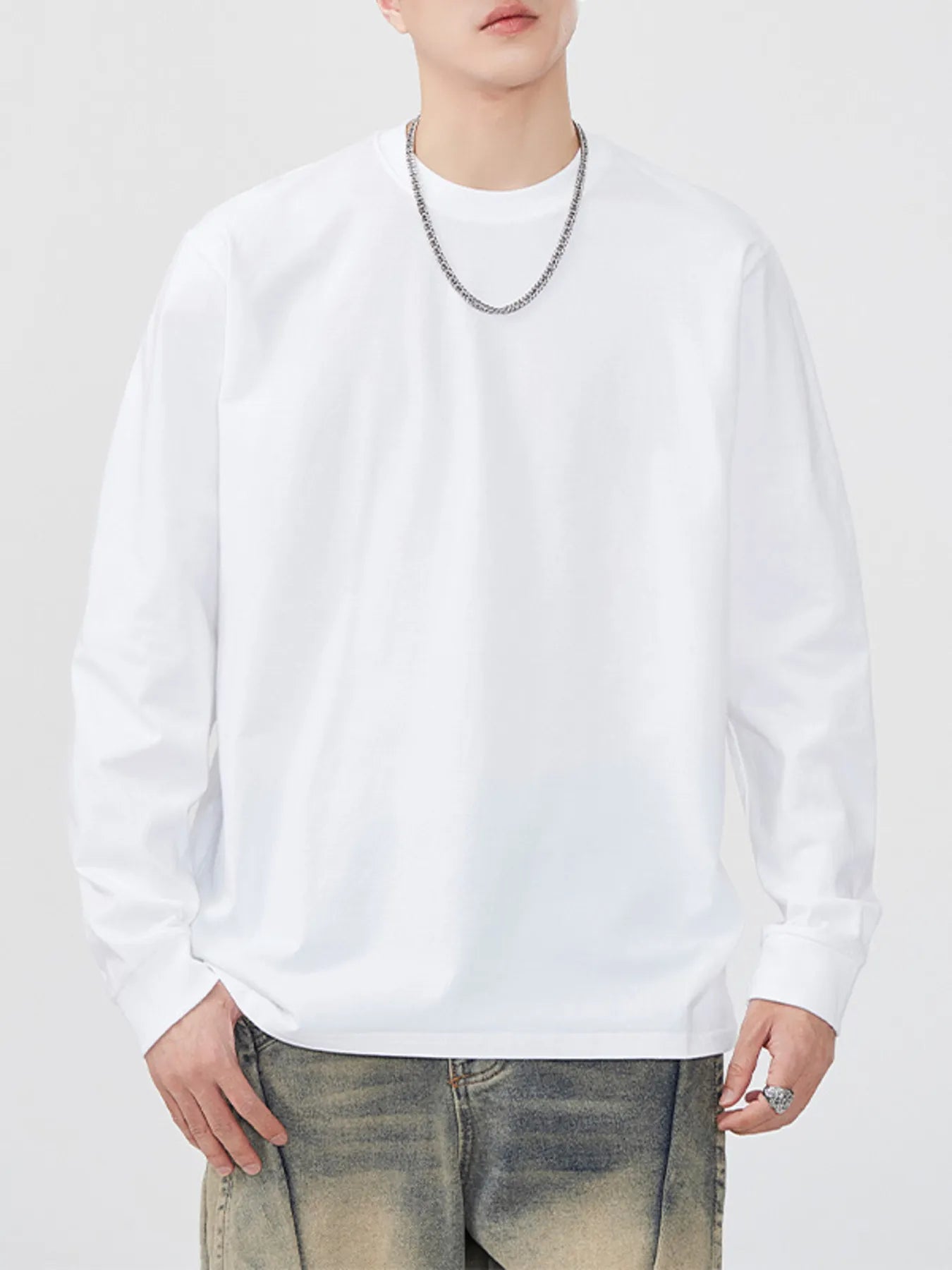 Men's Full Size Round Neck Long Sleeve T-Shirt Plus Size