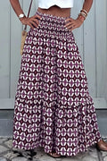Geometric Print Smocked Waist Maxi Skirt
