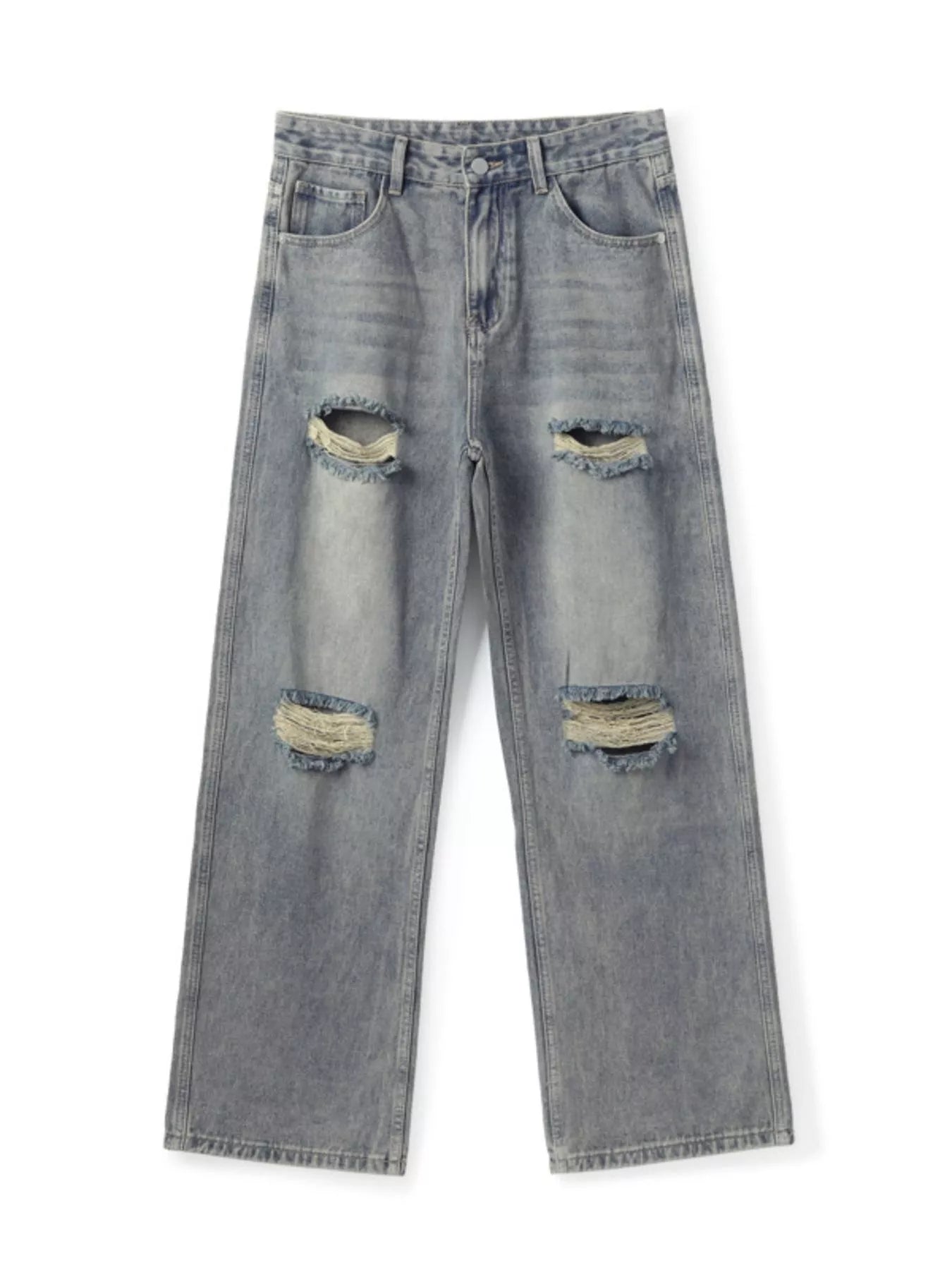 Men's Full Size Distressed Wide Leg Jeans Plus Size