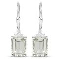 7.23 Carat Genuine Green Amethyst and White Topaz .925 Sterling Silver Earrings