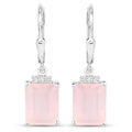 6.23 Carat Genuine Rose Quartz and White Topaz .925 Sterling Silver Earrings