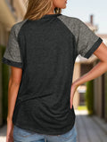 Full Size Contrast Round Neck Short Sleeve T-Shirt