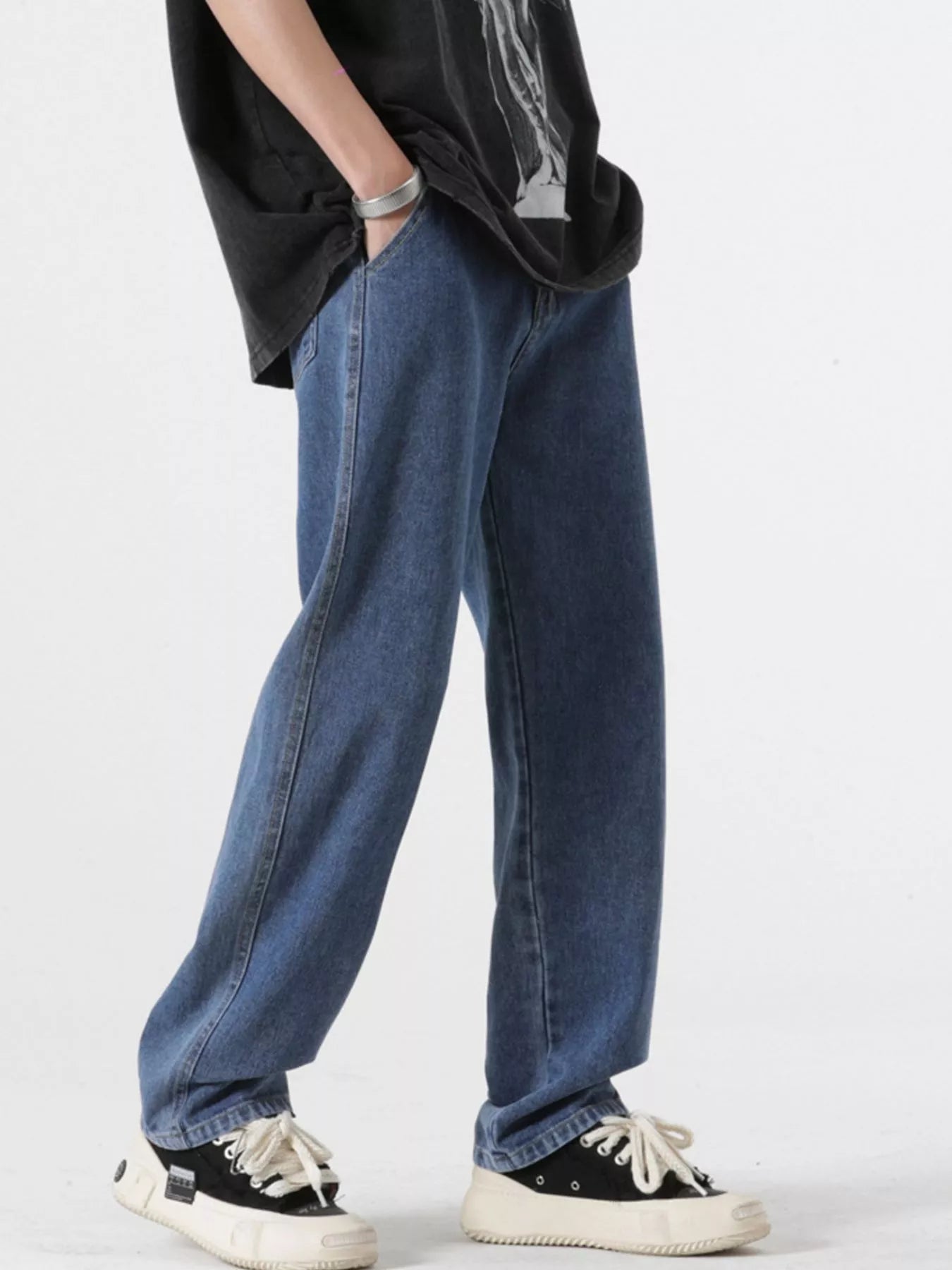 Men's Full Size Pocketed Relaxed Fit Jeans Plus Size