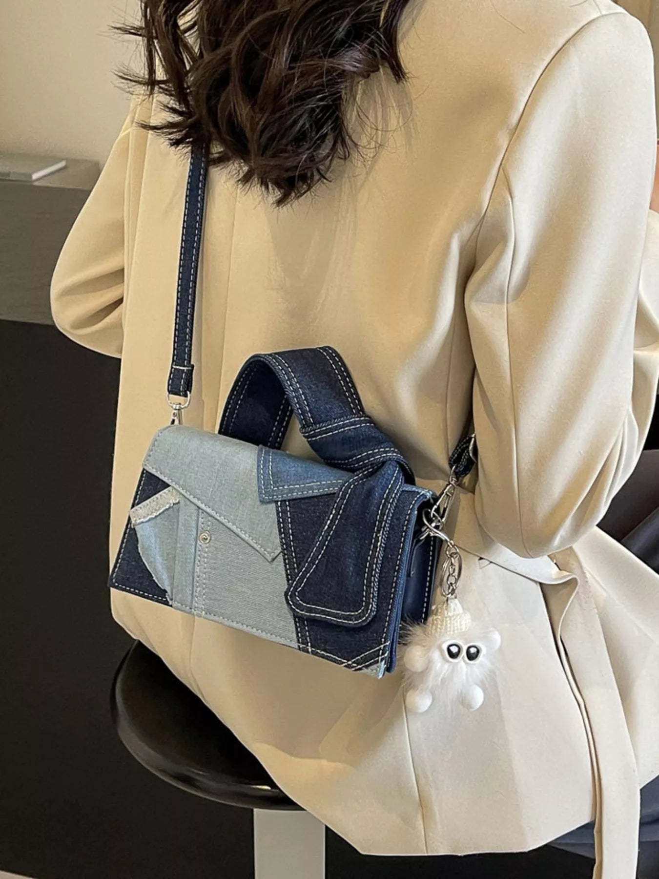 Denim Patchwork Crossbody Bag