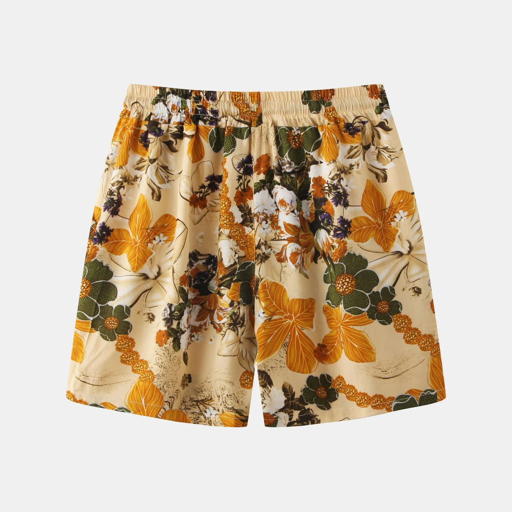 Men's Plus Size Drawstring Floral Print Casual Shorts