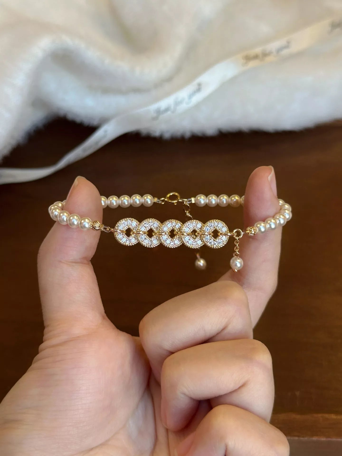 18K Gold-Plated Pearl Coin Bracelet