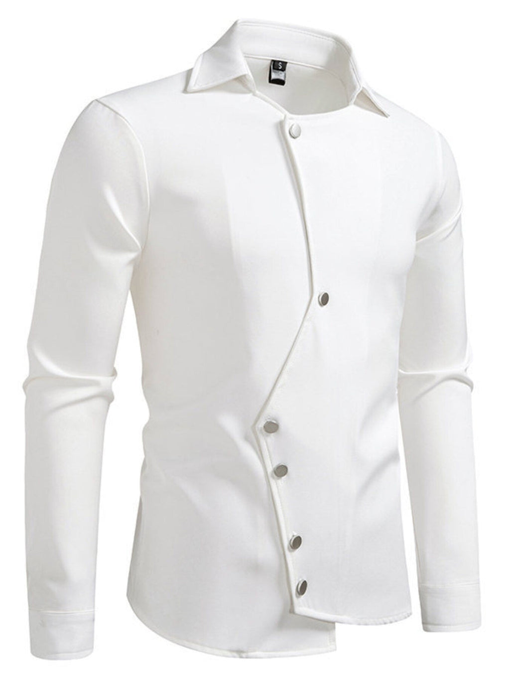 Men's Asymmetrical Button-Down Long Sleeve Shirt