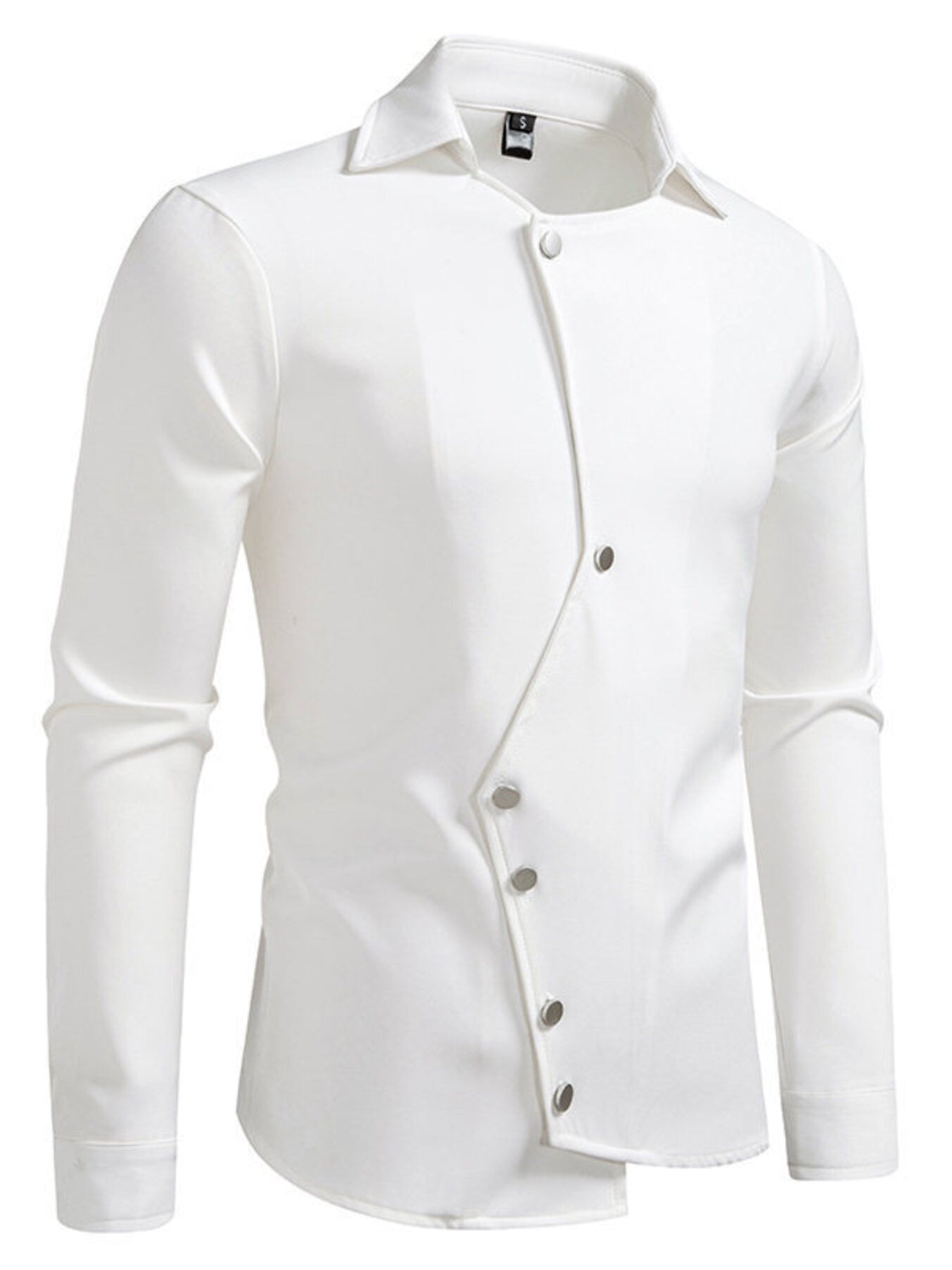 Men's Asymmetrical Button-Down Long Sleeve Shirt