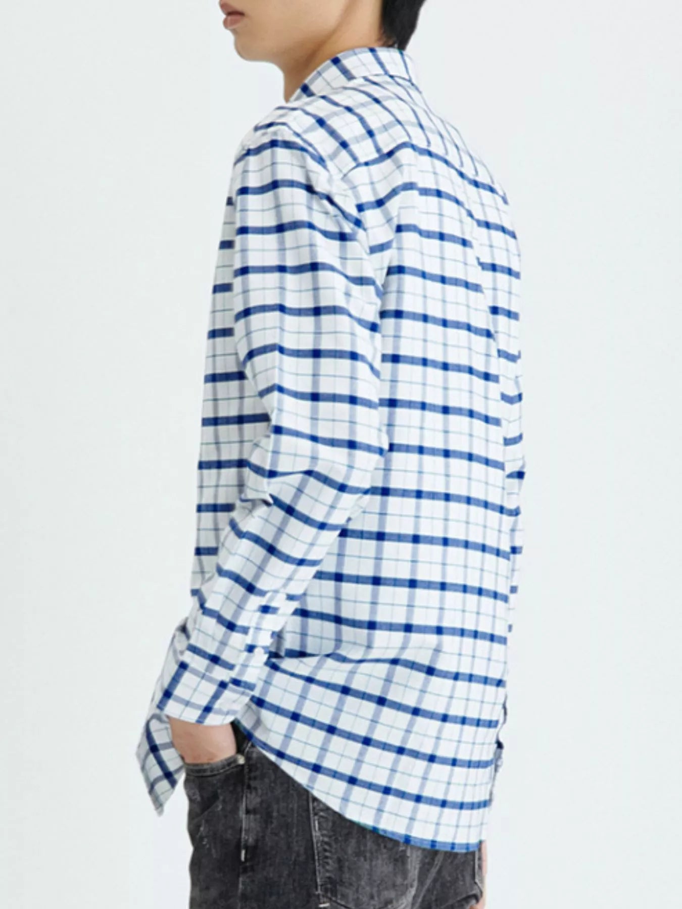 Men's Full Size Plaid Long Sleeve Shirt Plus Size