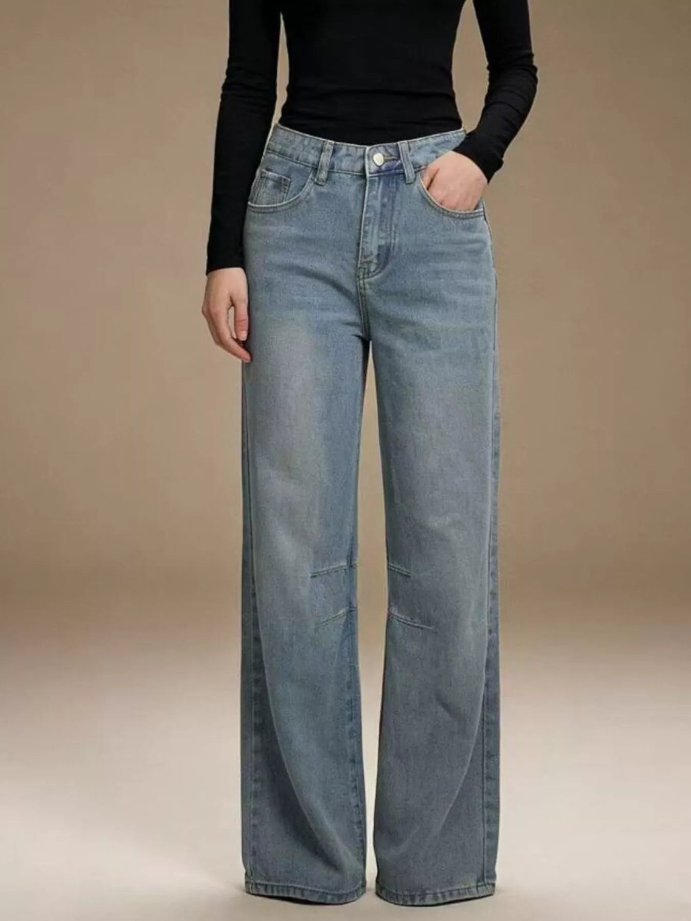 Wide Leg Wash Jeans