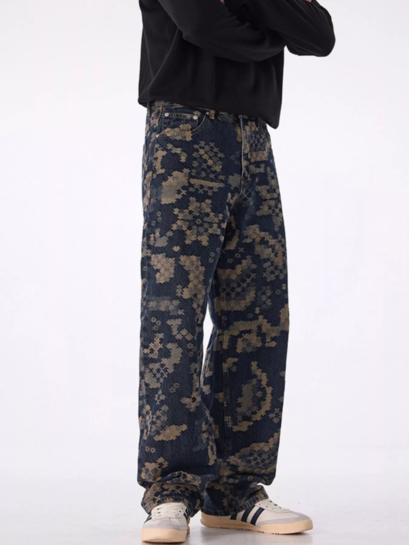 Men's Printed Wide Leg Cargo Pants