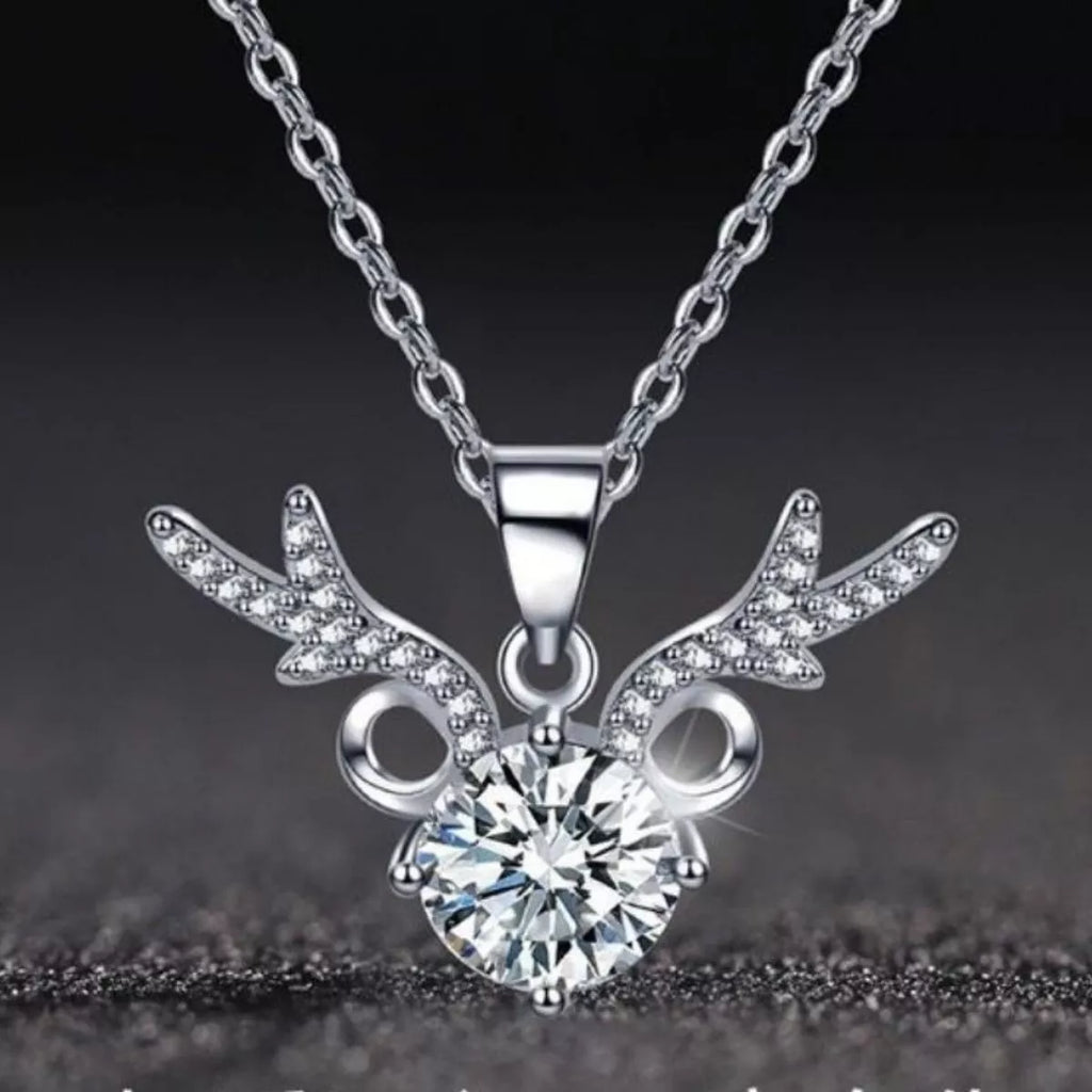 1 Carat Moissanite 925 Sterling Silver Antlers Necklace