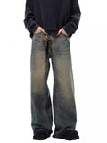 Men's Full Size Vintage Wash Wide Leg Jeans Plus Size