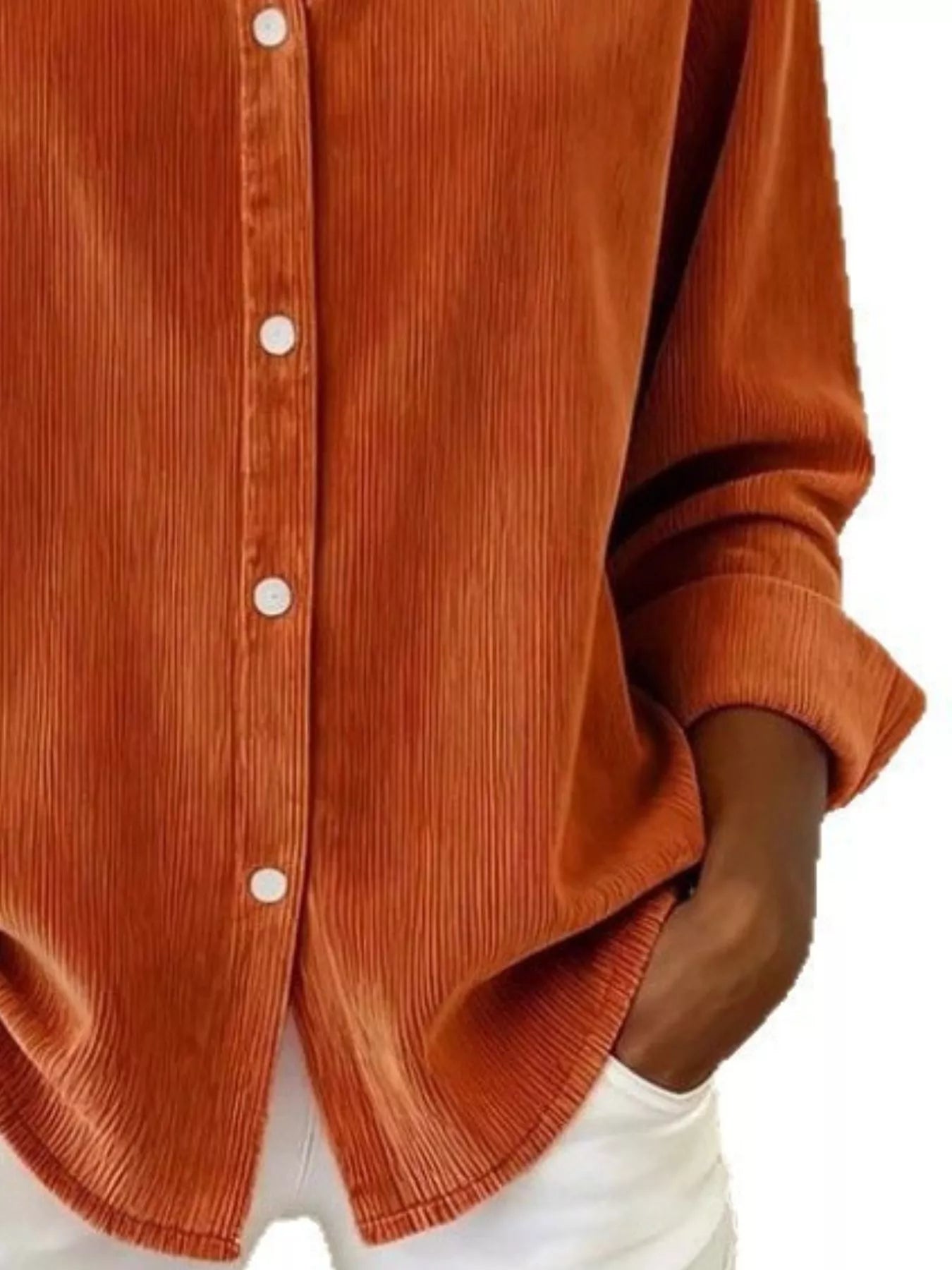 Full Size Corduroy Button-Down Shirt Plus Size