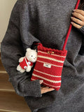Knitted Striped Crossbody Bag