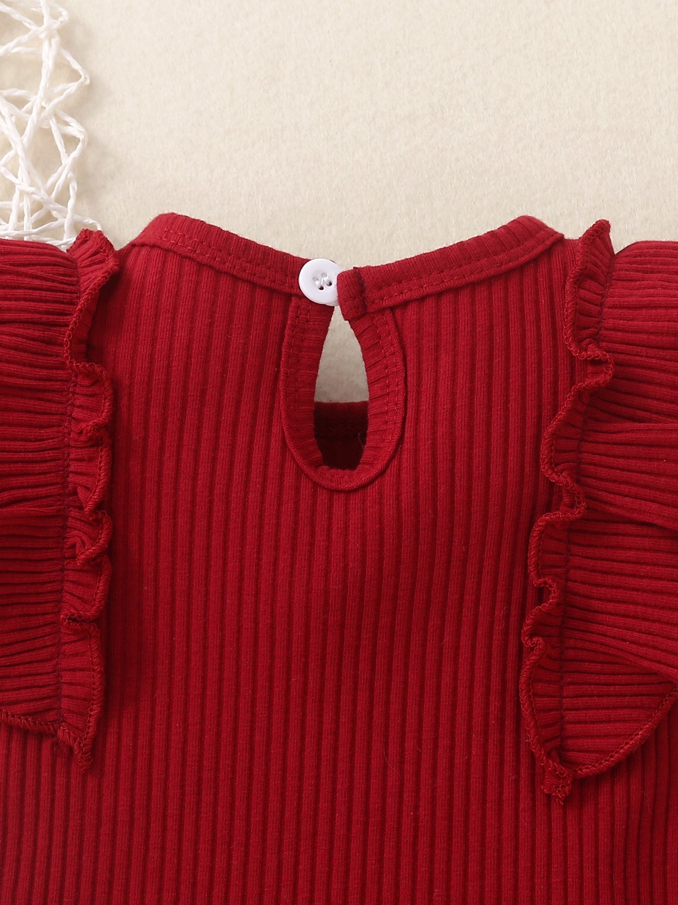 Children's Ribbed Ruffle Trim Bodysuit & Shorts Set