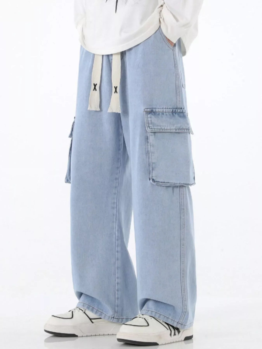 Men's Full Size Wide Leg Cargo Jeans Plus Size