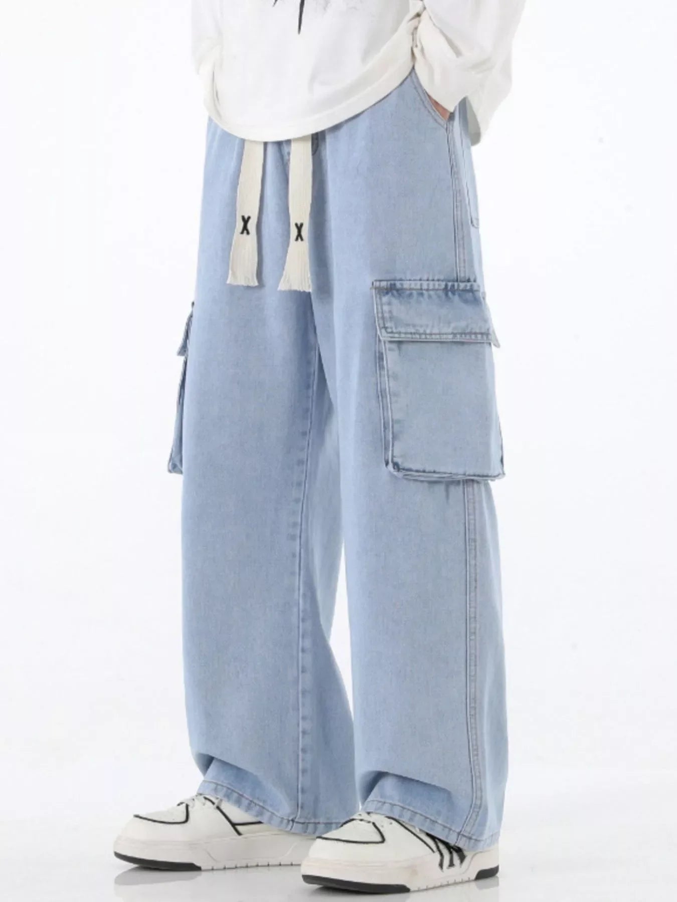 Men's Full Size Wide Leg Cargo Jeans Plus Size