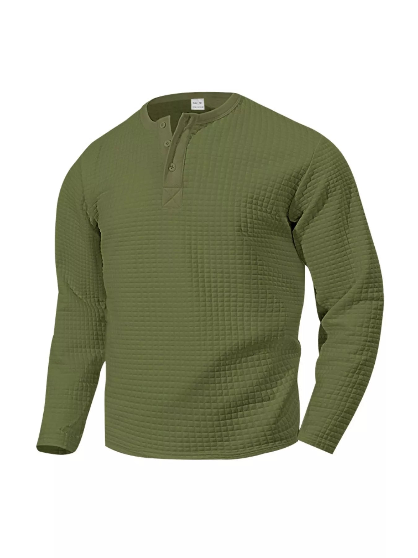 Men's Plus Size Casual Waffle Knit Henley T-Shirt
