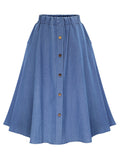 Full Size Button-Front Denim A-Line Skirt Plus Size