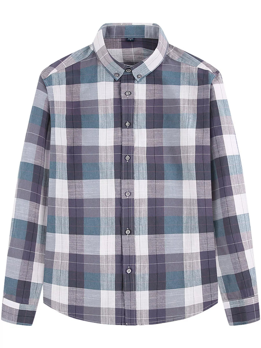 Men's Full Size Casual Plaid Long Sleeve Shirt Plus Size