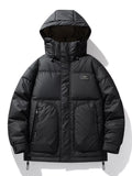 Men's Plus Size Hooded Puffer Jacket with Drawstring Hem