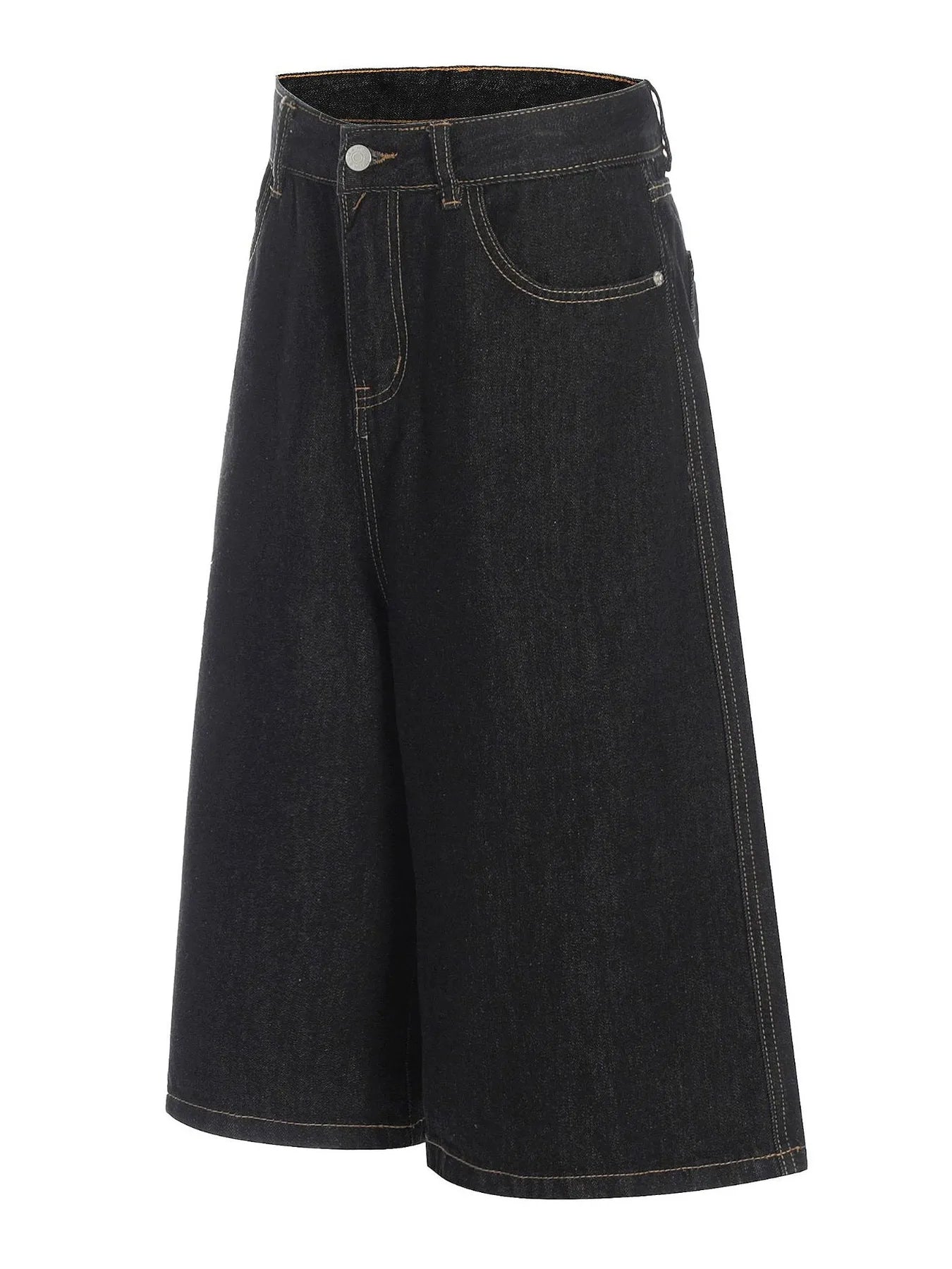 Men's Wide Leg Wash Denim Shorts