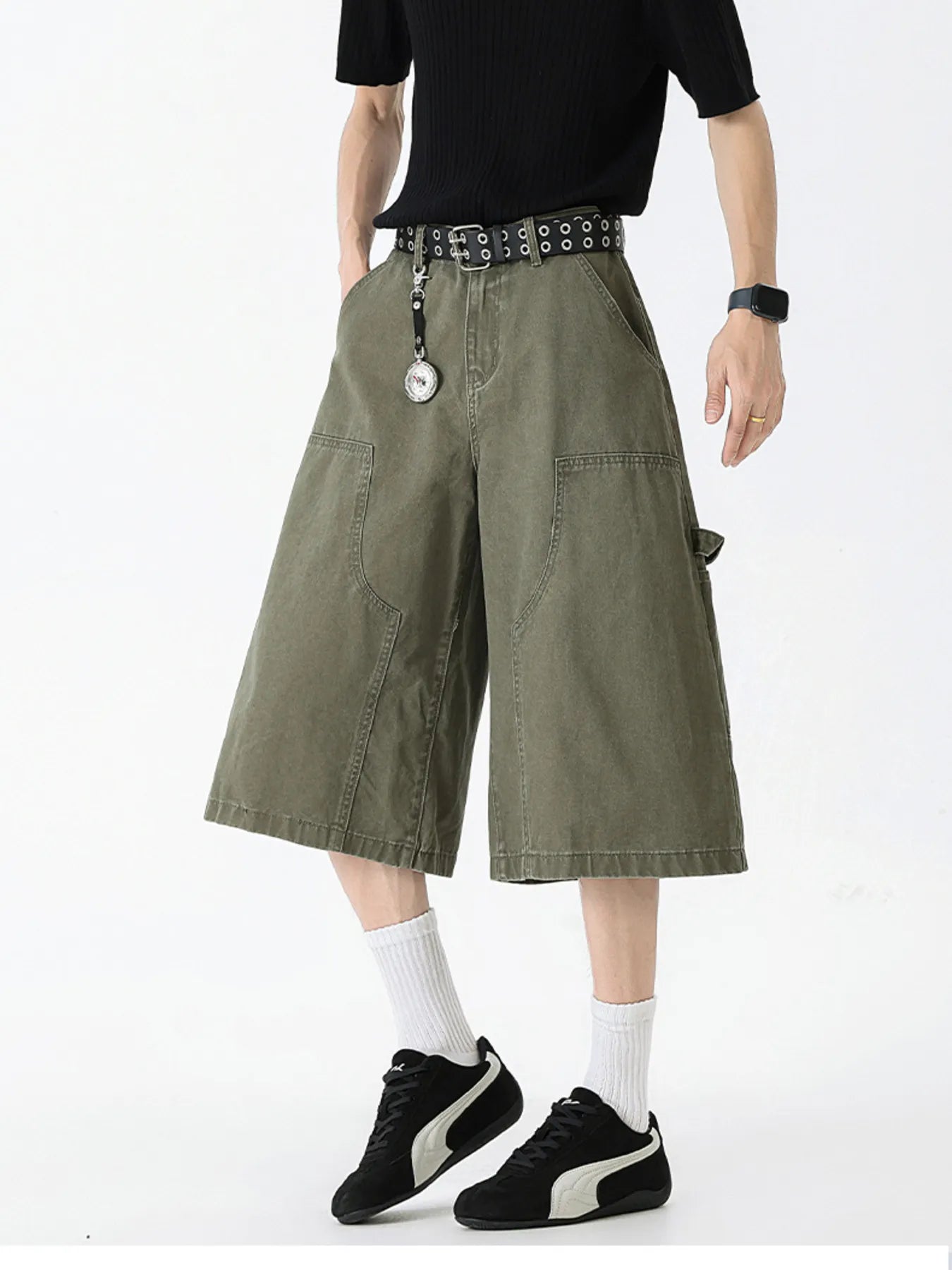 Men's Full Size Wide Leg Cargo Denim Shorts Plus Size