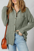 Ribbed Knit Button-Up Cardigan