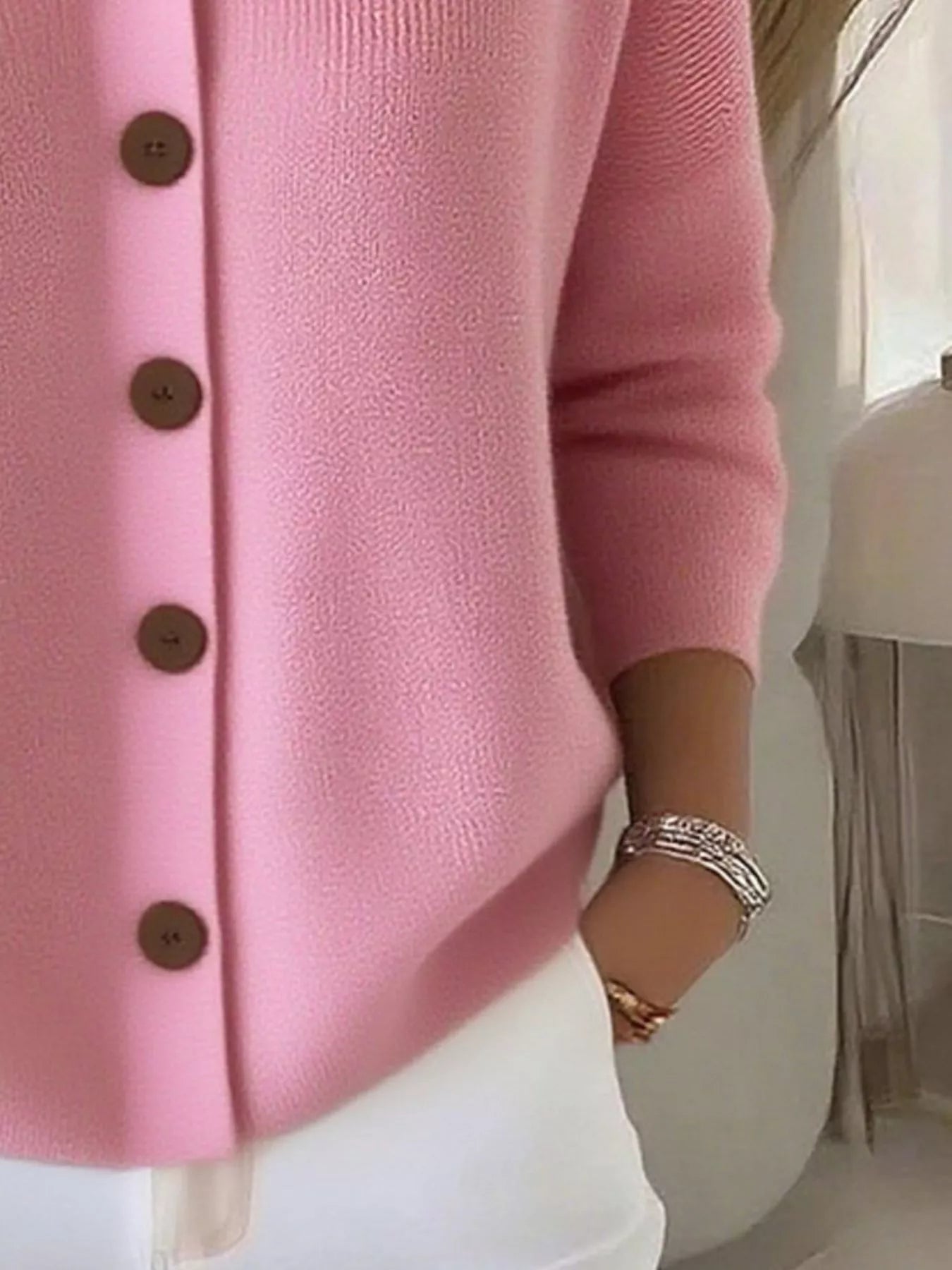 Full Size Button-Down Knit Cardigan Plus Size