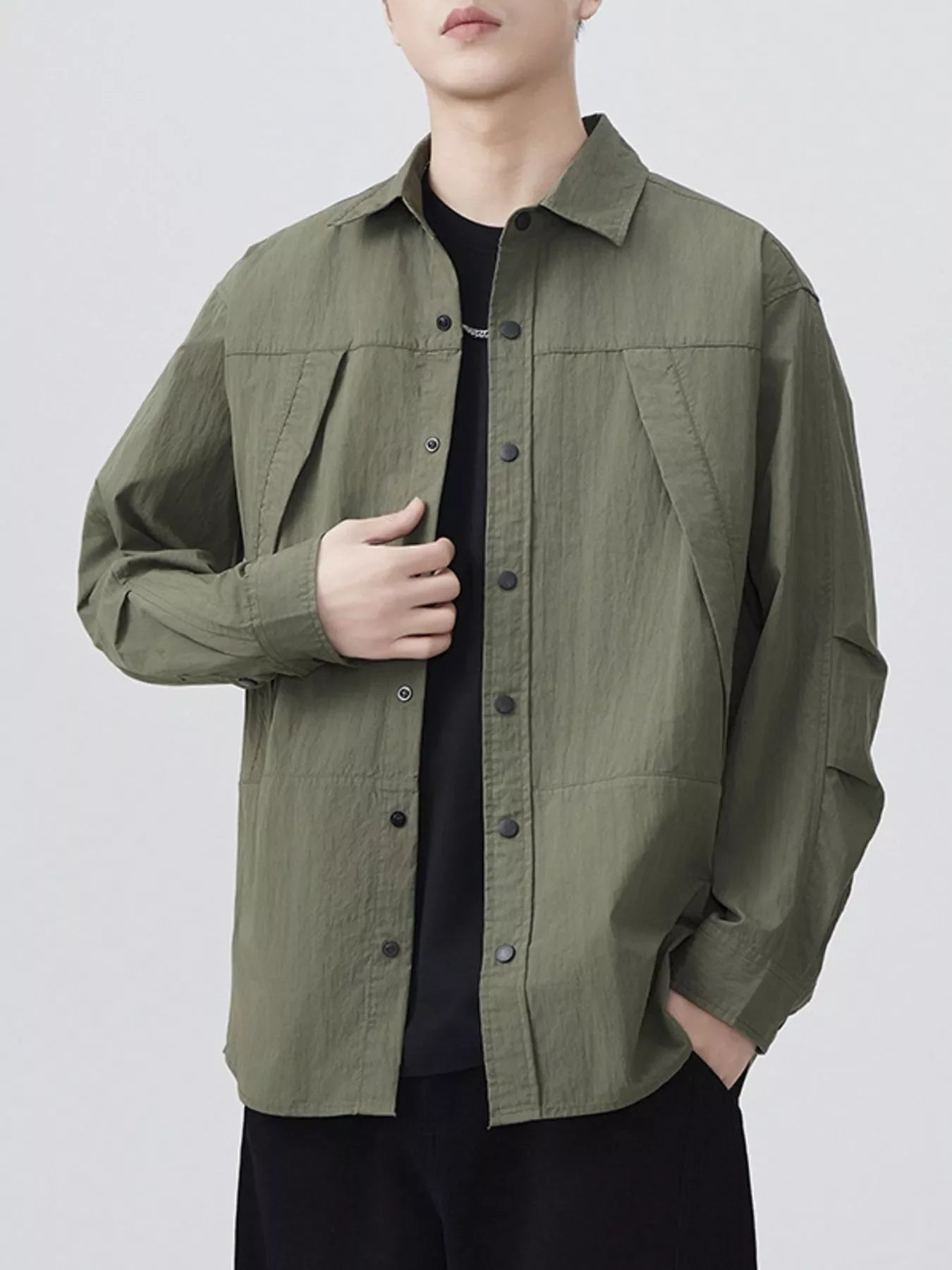 Men's Plus Size Button Up Long Sleeve Shirt