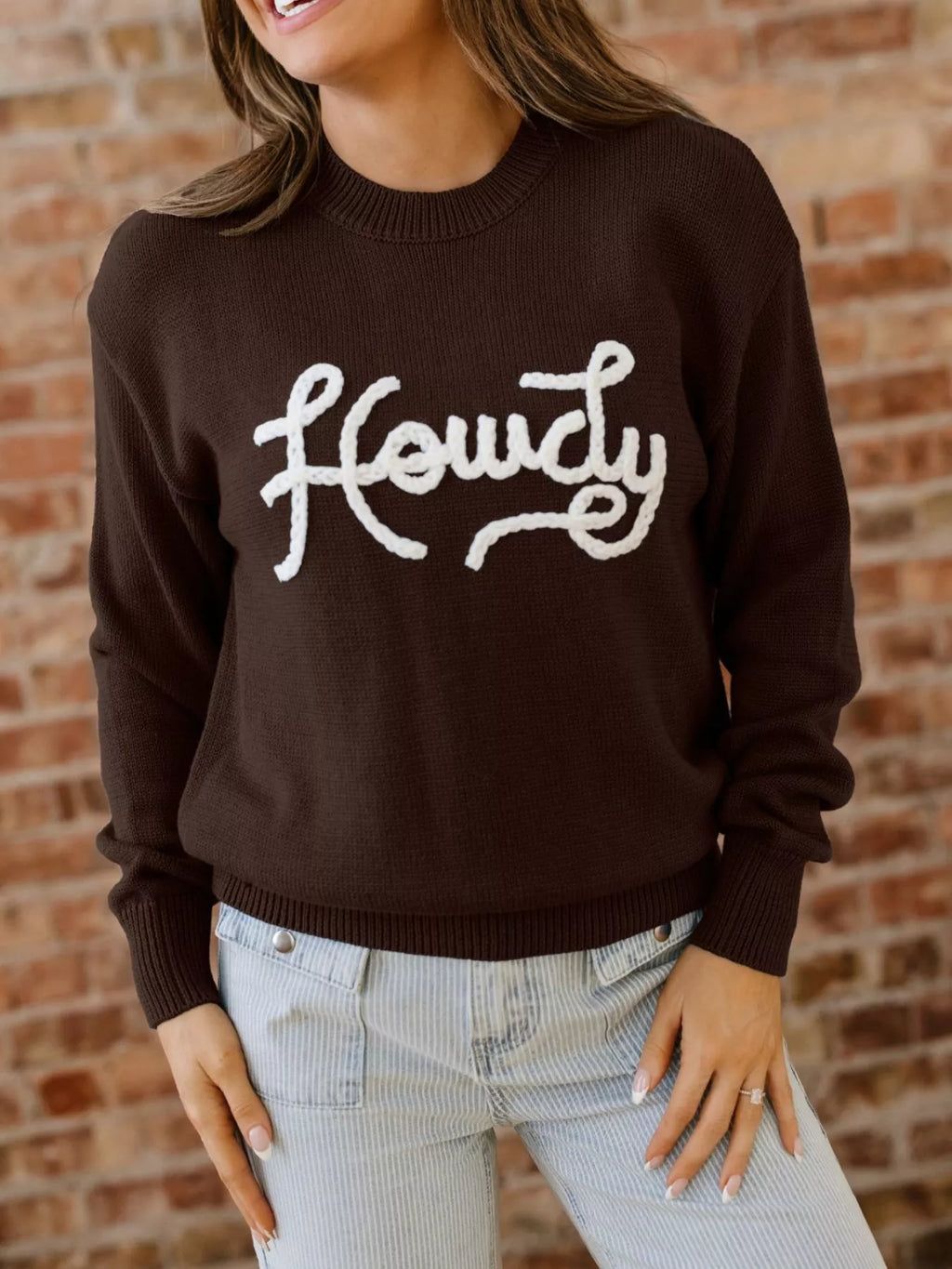Howdy Embroidered Graphic Western Sweater