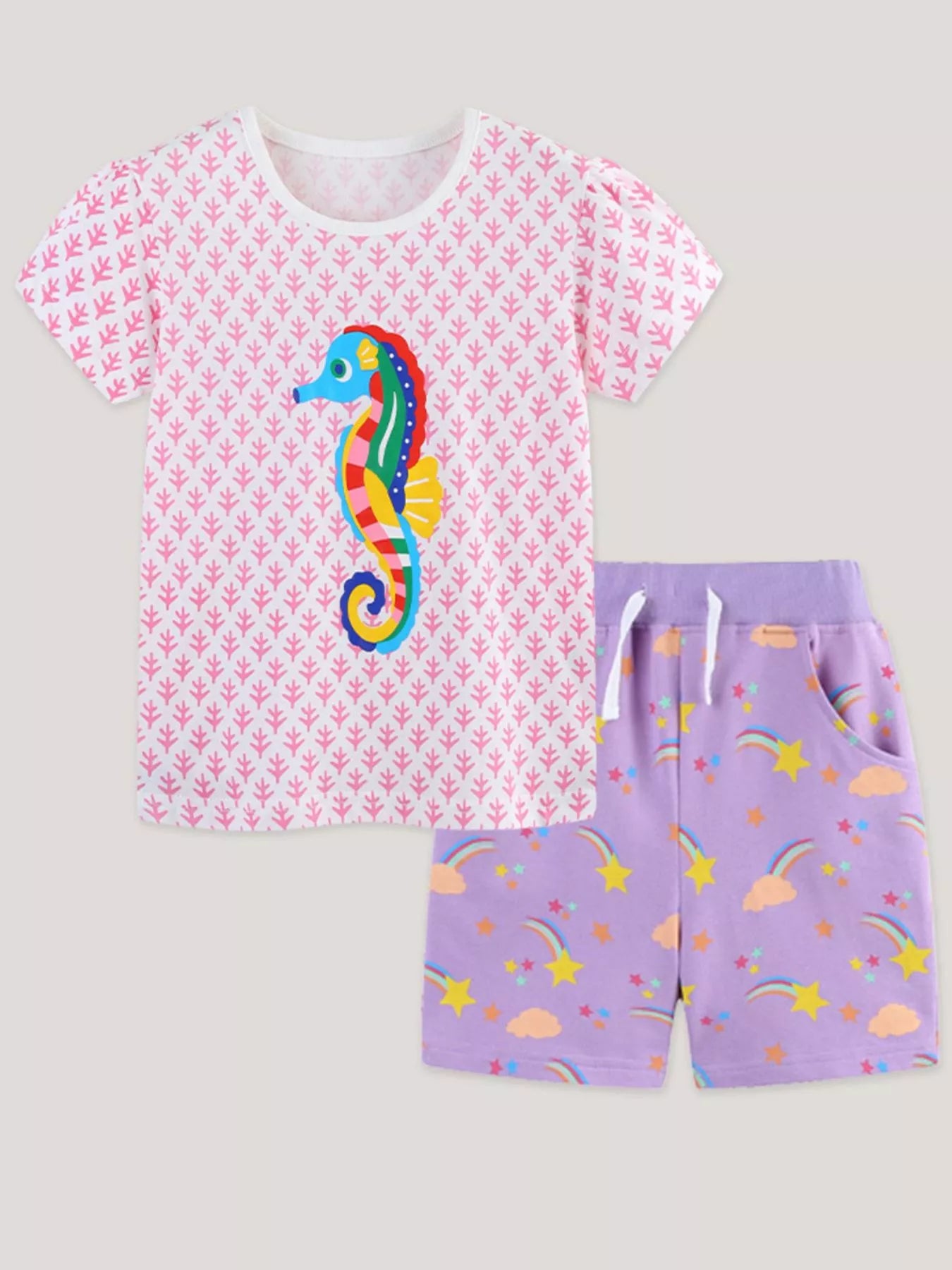Children's Seahorse Short Sleeve Tee and Shorts Set