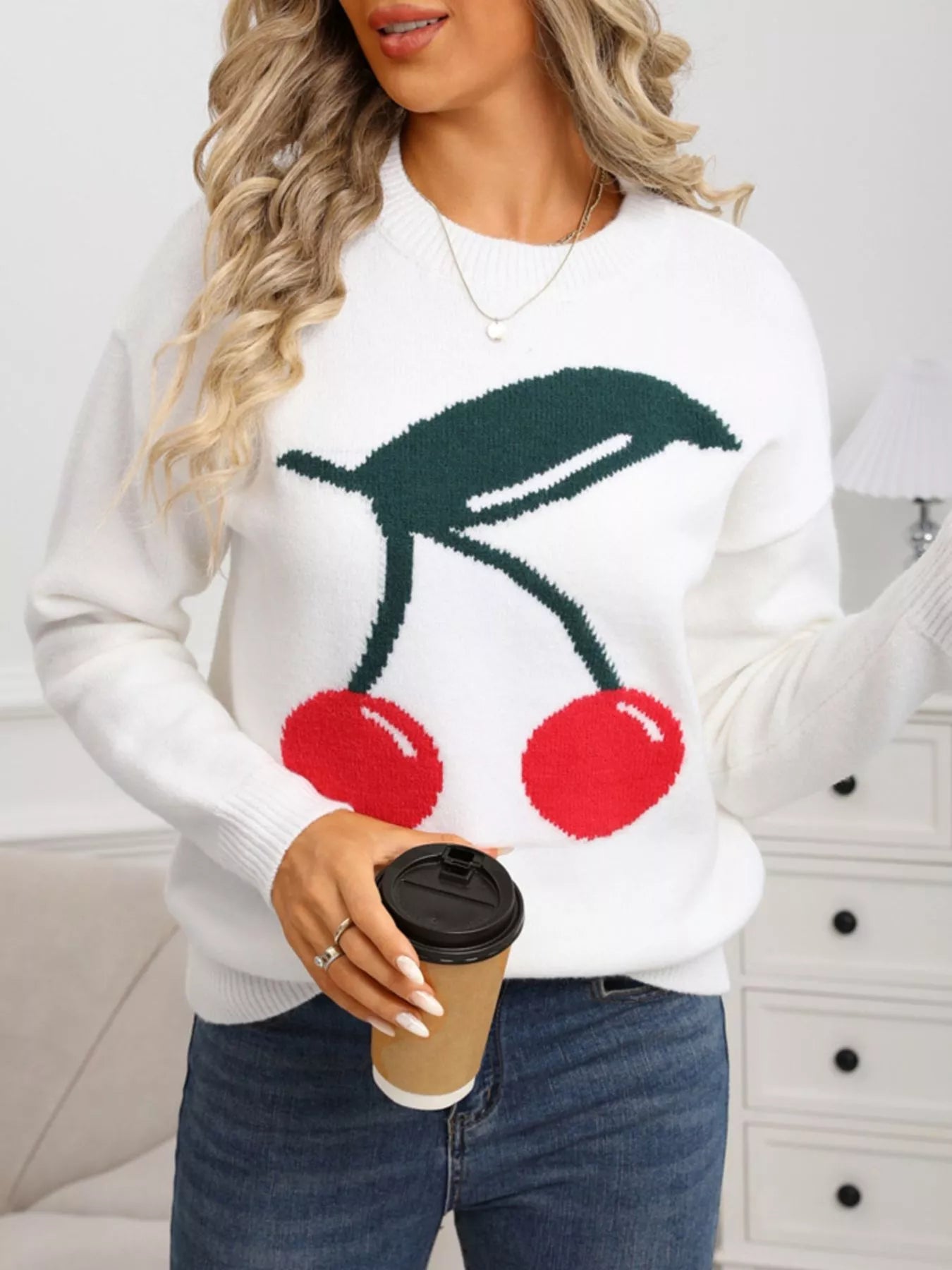 Cherry Round Neck Sweater