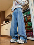Men's Full Size Wide Leg Washed Jeans Plus Size