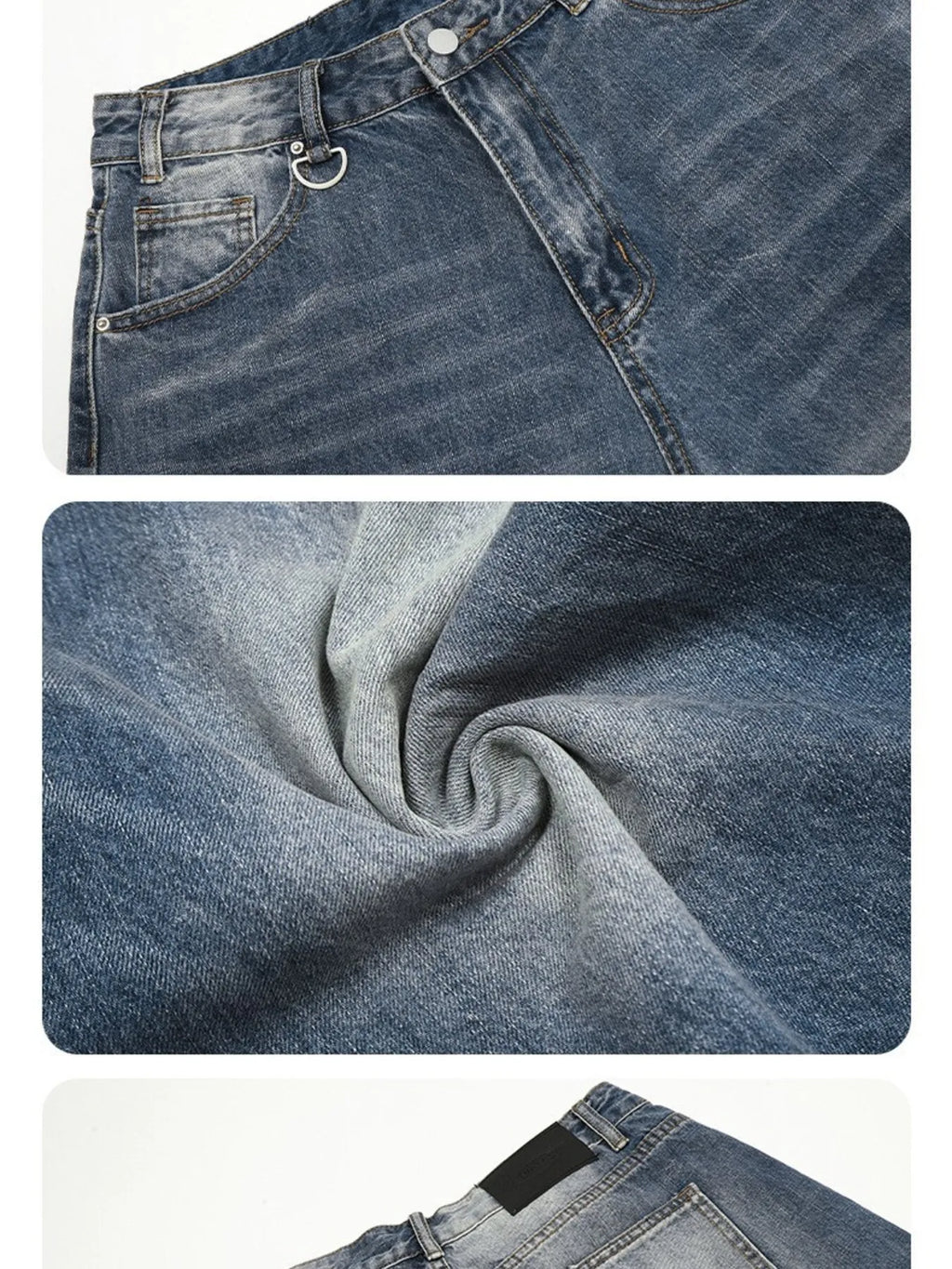 Men's Vintage Washed Wide Leg Denim Shorts