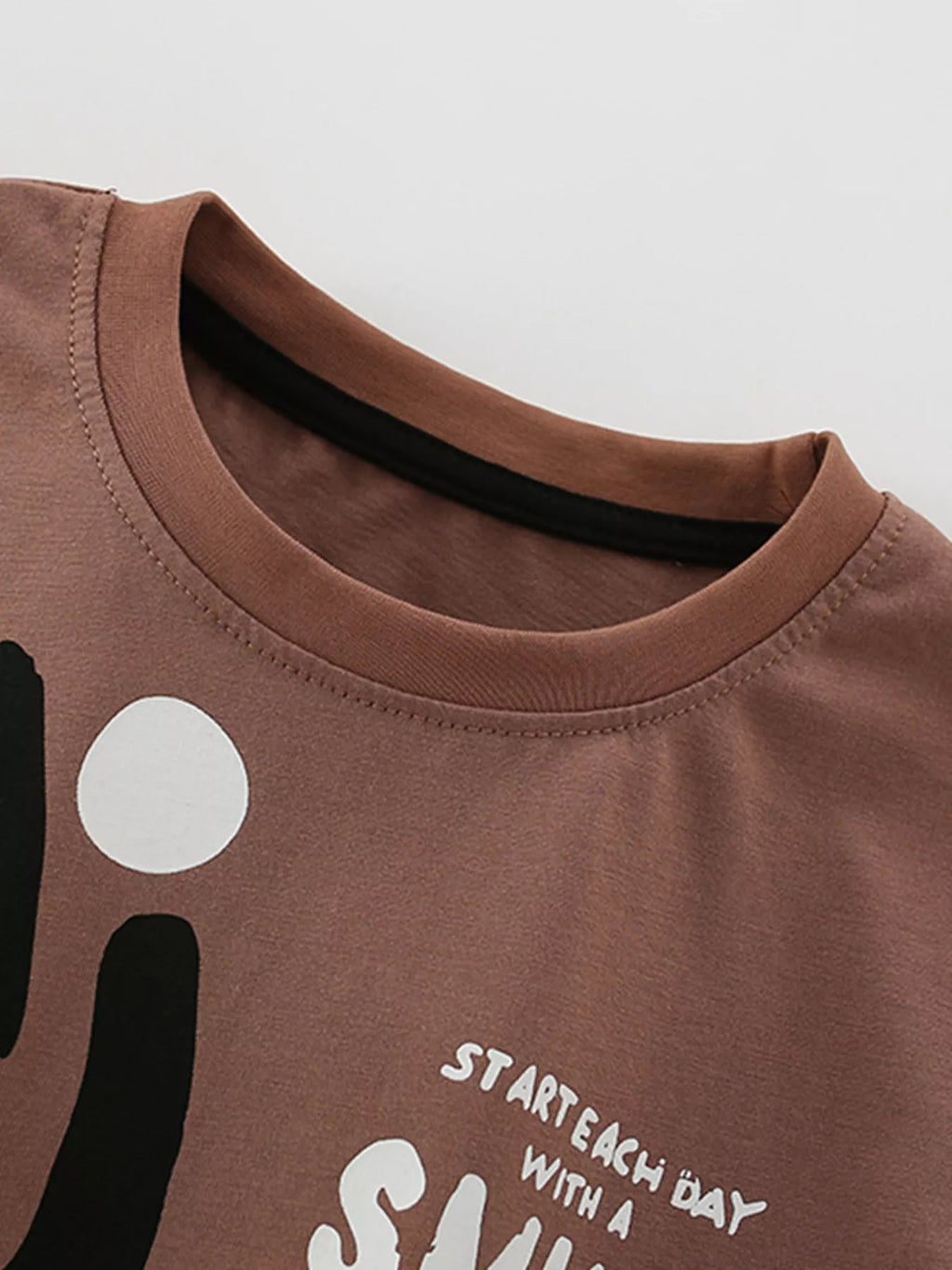 Children's Smile Print Tee and Shorts Casual Set