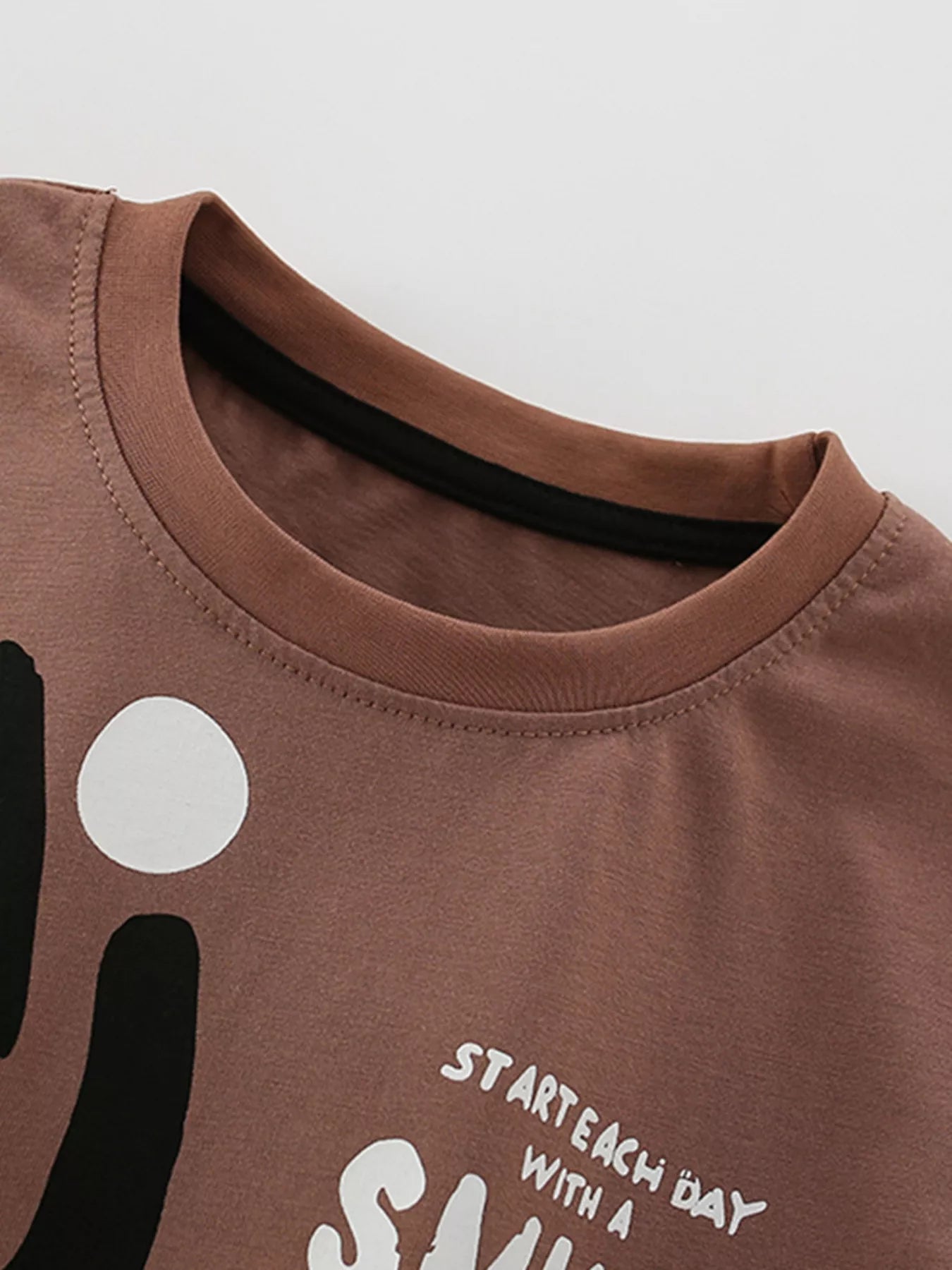 Children's Smile Print Tee and Shorts Casual Set