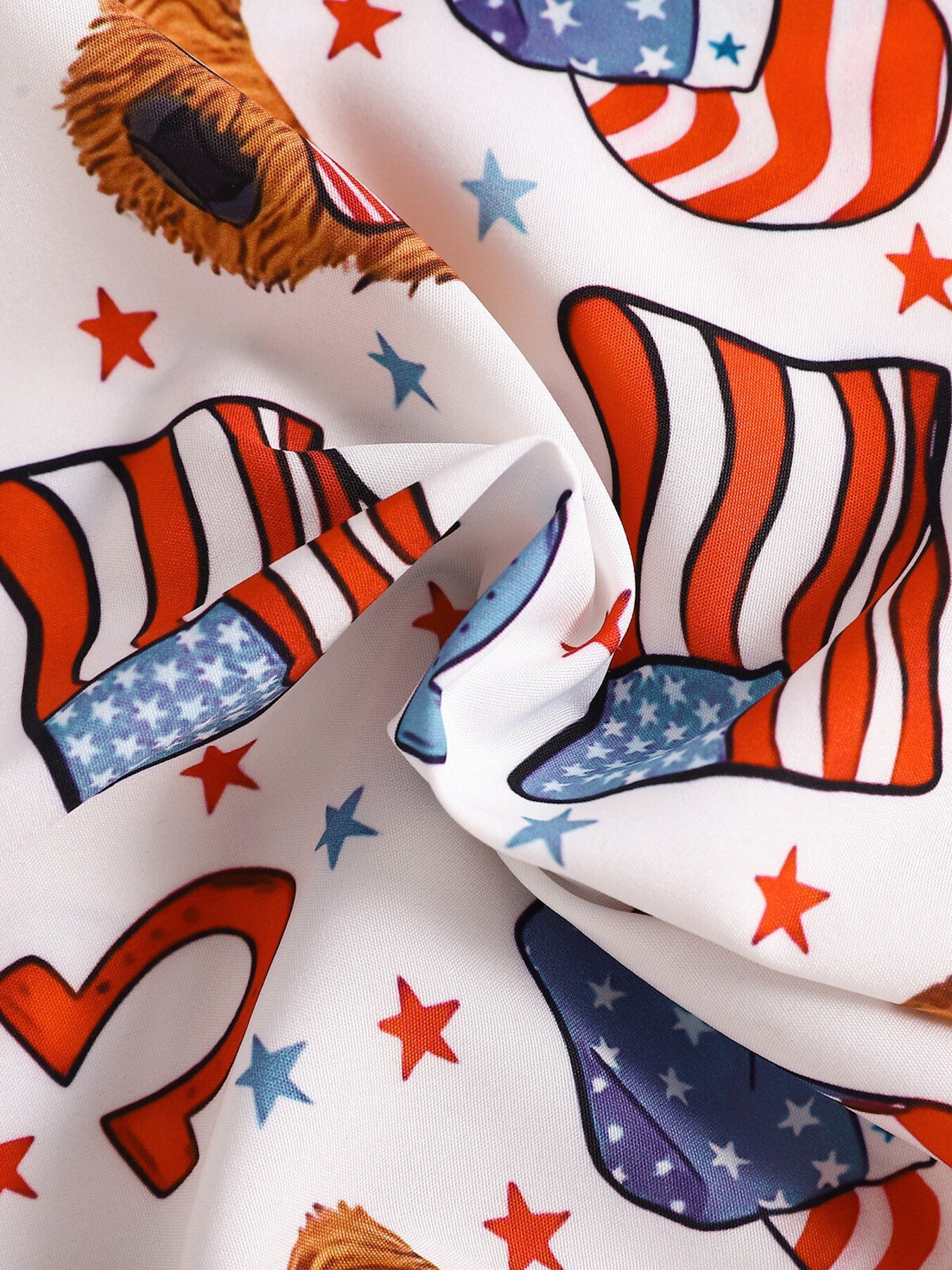 Children's American Flag Print Bow Tie Shirt & Shorts Set