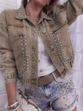 Studded Button Up Denim Jacket