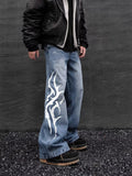 Men's Full Size Printed Wide Leg Jeans Plus Size
