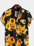 Men's Full Size Sunflower Short Sleeve Shirt Plus Size