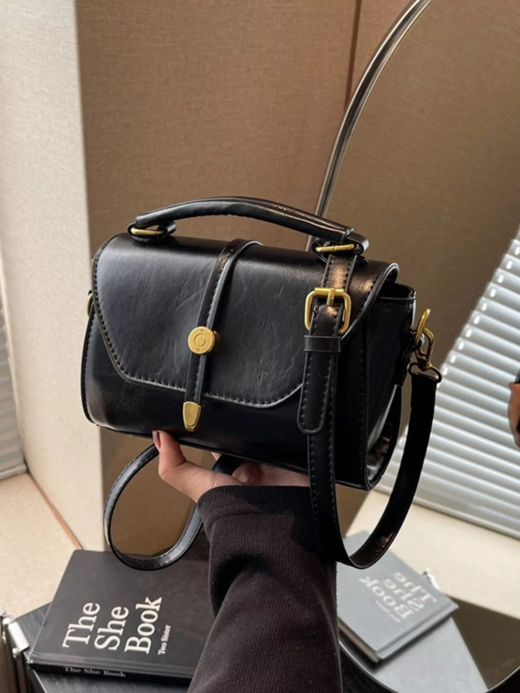 Leather Top Handle Crossbody Bag