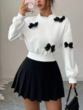 Bow Decor Dropped Shoulder Sweatshirt