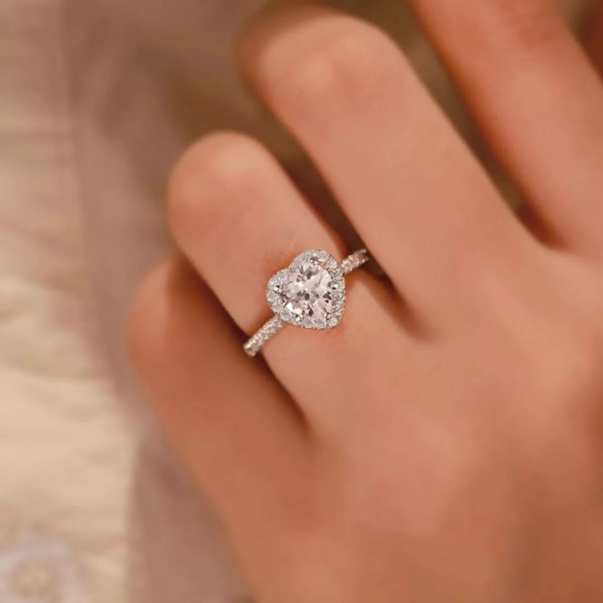 1 Carat Moissanite 925 Sterling Silver Heart Ring