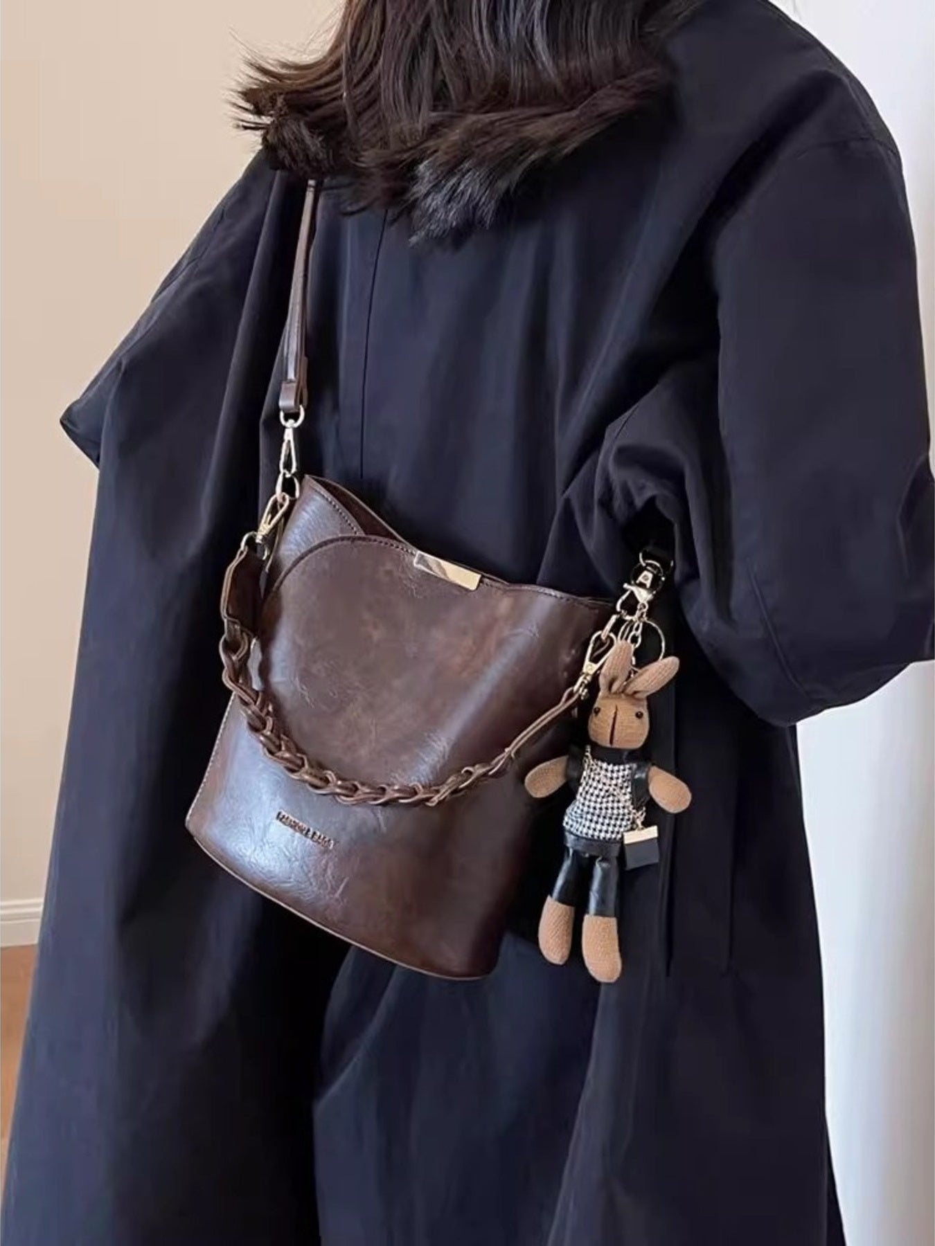 Braided Detail Bucket Crossbody Bag